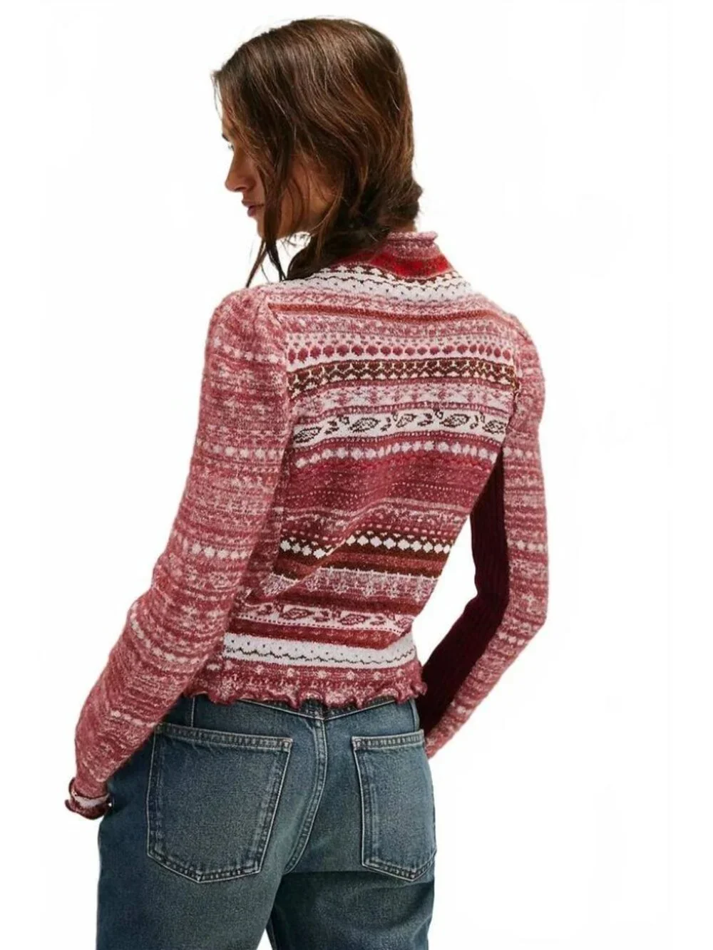 Free People Bali Juniper Rhubarb Combo Turtle Neck Sweater Women's Medium NWT